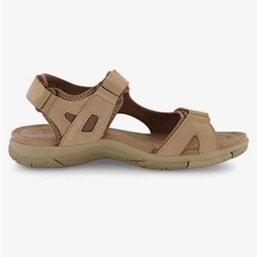 Tan Sandals with Contoured Footbed and Ventilation